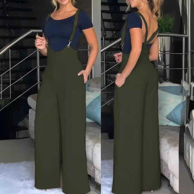 European and American Women Clothes Suspenders High Waist Sleeveless Casual Pants High Waisted Casual Pants