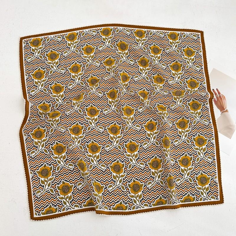 100% Silk Crepe Square Scarf Women Fashion Office Decorative Lace Neckerchief