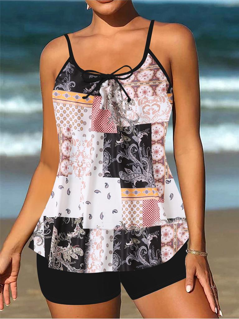 Split Large Size Flat Angle Swimsuit Women's Tankini Women's Printed Swimsuit