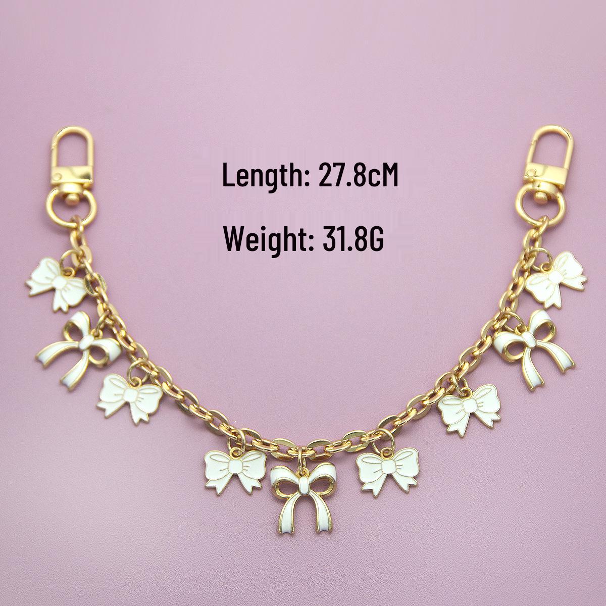

European & American Style Bow Pendant Phone Case with Bag Chain & Alloy Jewelry білий