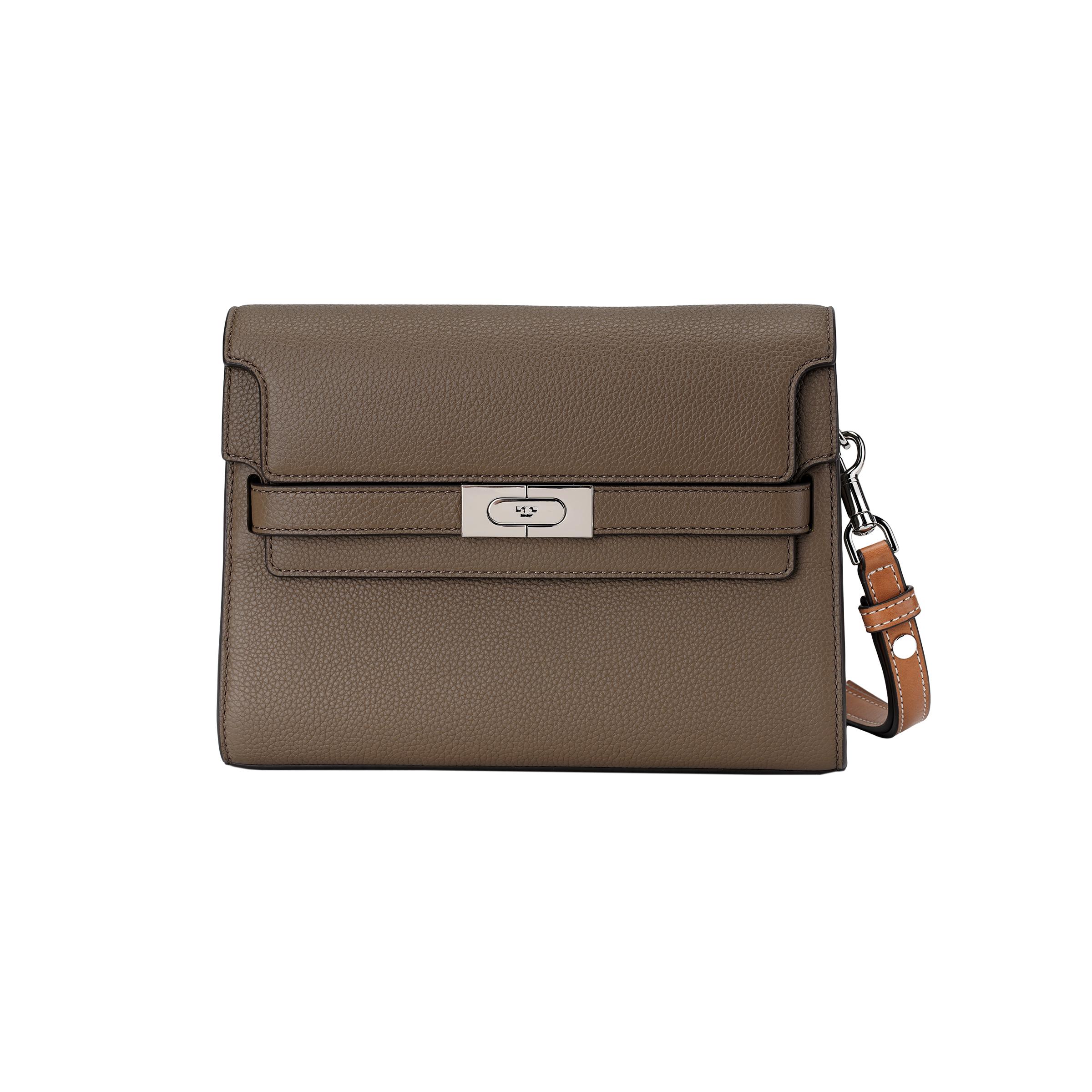 

Tory Burch Lee Radziwill Color Block Textured Litchi Leather Shoulder Bag Women Shoulder Bag Mushroom-Gray 158723-250 Basic Set (Bag+Dust Bag)