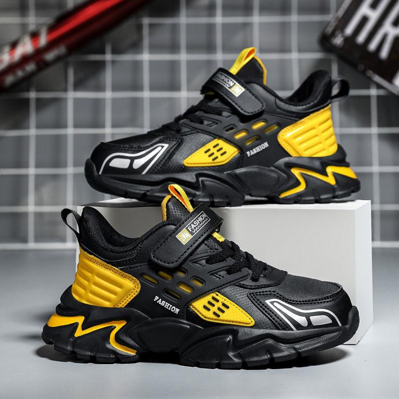 Boys' shoes Children's sports shoes Mesh breathable Spring and autumn leather new students Middle school children's school shoes