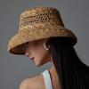 New French Retro Hollow Raffia Straw Bucket Hats Women Summer Travel Fashion Concave Top Sun Hats Ladies Hand Woven Beach Hat