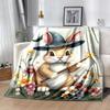 1pc Rabbit Printing Lightweight Flannel Blanket, Comfortable and Warm Blanket, for Camping Sofa Bed and Couch Office, Suitable for Gift