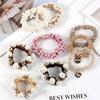 9Pcs Pearl Hair Ties Elastic Hair Scrunchies Hold Crystal Beads Bulk Hair Ropes Stretchy Handmade Boho Bride Bachelorette Party