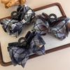 Korean Style College Fashion Plaid Butterfly Knot Hair Clip Stylish Simple Gold Label Shark Hair Clip Back of Head Bun Hair Clip