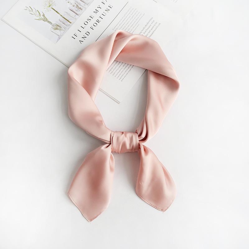 Solid Color 70 Small Square Scarf Silk Scarf Women'S Simple And Versatile Spring And Summer Professional Decoration Monochrome Small Scarf Scarf