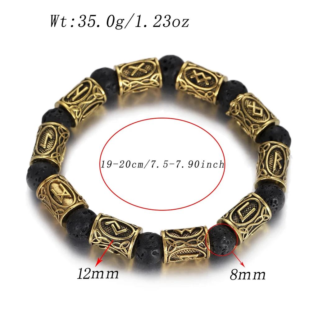 Vikingarunor Malakitarmband 8 mm Naturstenspärlor Rostfritt Stål Guldpläterat Armband för Män Smyckespresent