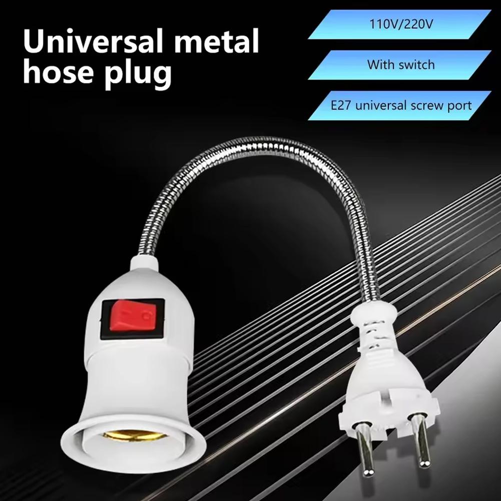 EU Plug E27 Lamp Base Wall Flexible Holder Light Socket Converter Bases On/Off Book light Adapter Led Base E27 EU Direct plug