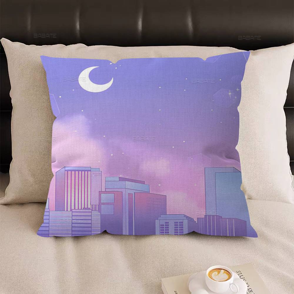 Pink Pastel Anime Moon Office Cushion Pillowcase Car Cushion Cover45X45CM Lumbar Pillowcase Sofa Pillowcover