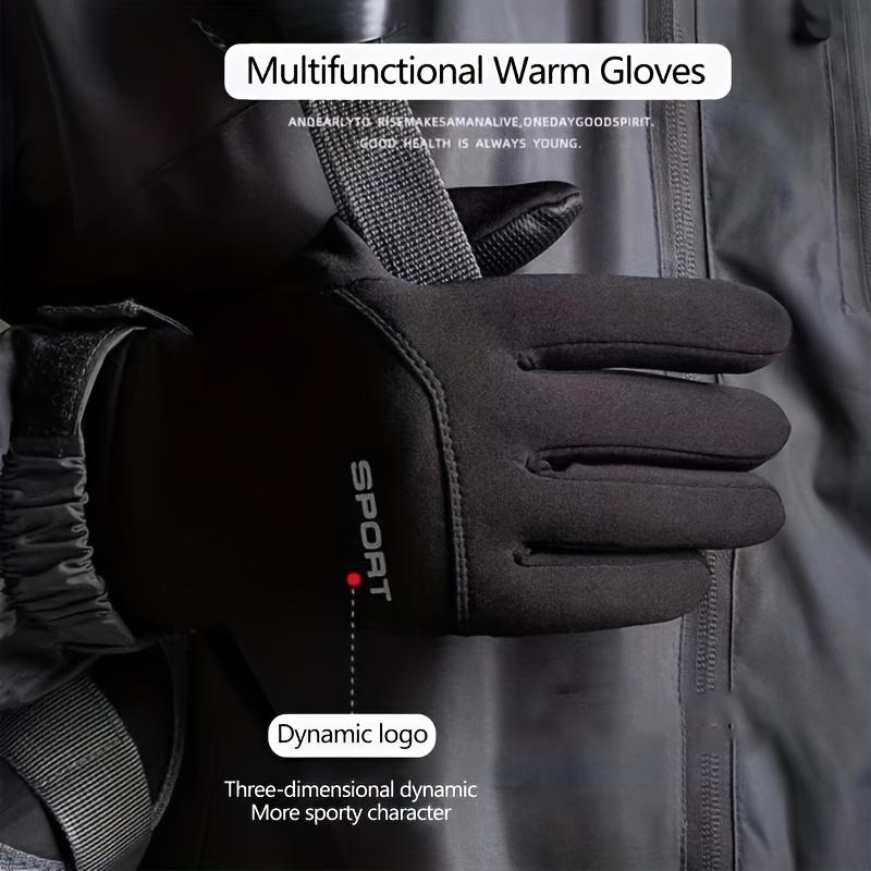 Men'S Winter Cycling Gloves Non-Slip Grip, Thick Polyester, Full Finger Design for Skiing, Running & Outdoor Sports