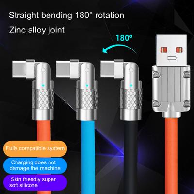 120cm Charging Cable Indicator Zinc Alloy 120W High-power Rotatable USB To Type-C Fast Charging Data Cable