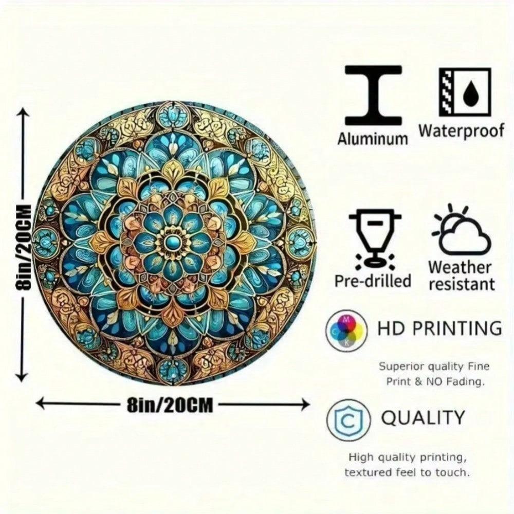 1PC 3D Mandala Flower Metal Wall Art Decor Gold Green Black