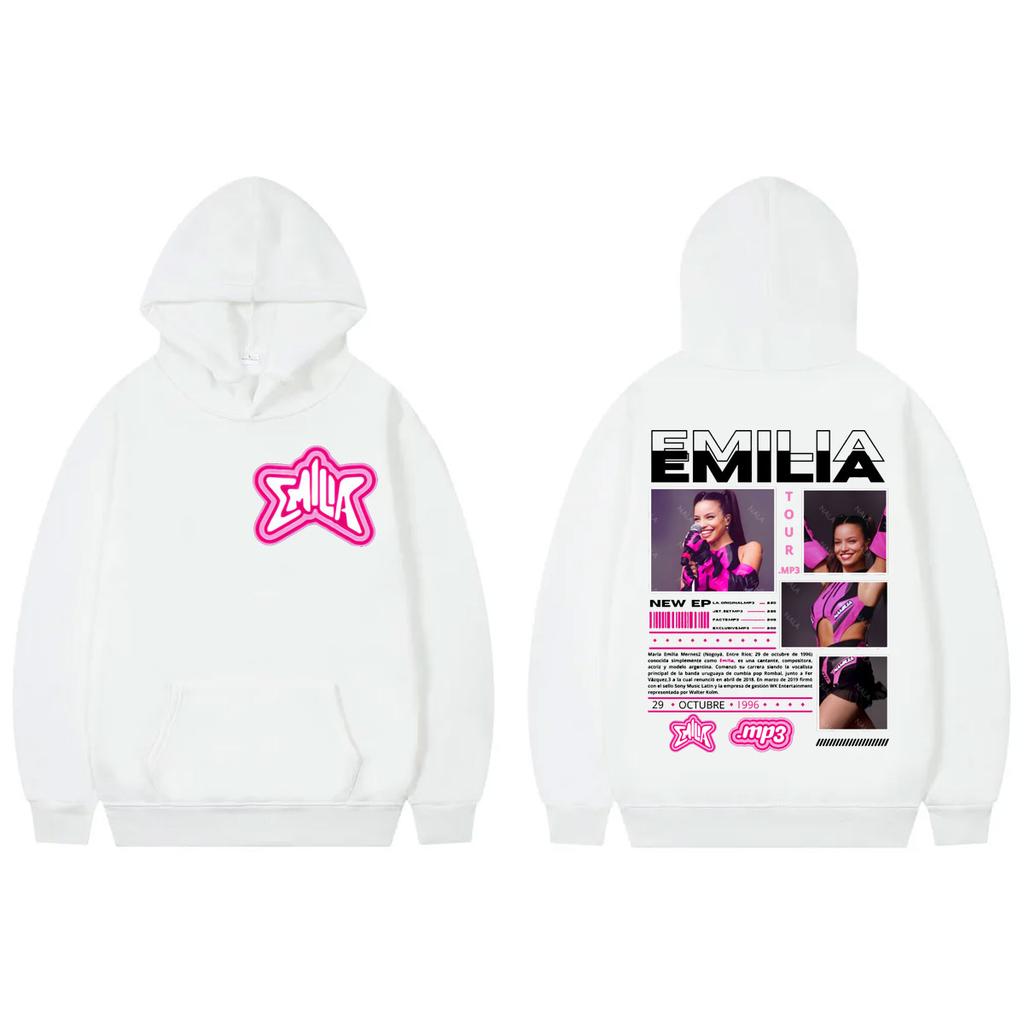 Emilia Mernes MP3 Tour Double Sided Graphic Hoodie Men Women Clothing Fashion Y2k Pullovers Casual Loose Long Sleeve Sweatshirts