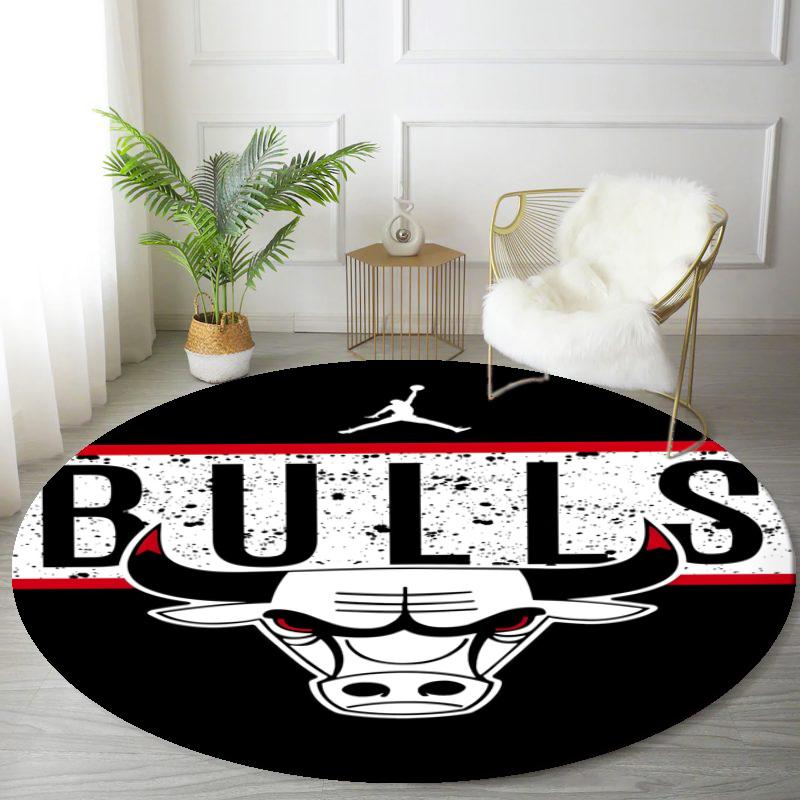 Customizable Chicago Bulls Round Non-Slip Carpet - Ideal for Garden, Picnic, Office, Perfect for Decoration, Suitable For All Seasons