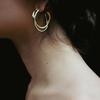 Light Luxury Design, High-End Cold Wind Double-Layer Wire-Wound Hollow Earrings S925 Silver Needle Stud Earrings Temperament Versatile Earrings