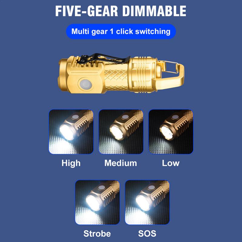 Handheld Flashlights Waterproof Handheld Flashlight Portable Camping Torch Adjustable Waterproof Flashlight with Hook For