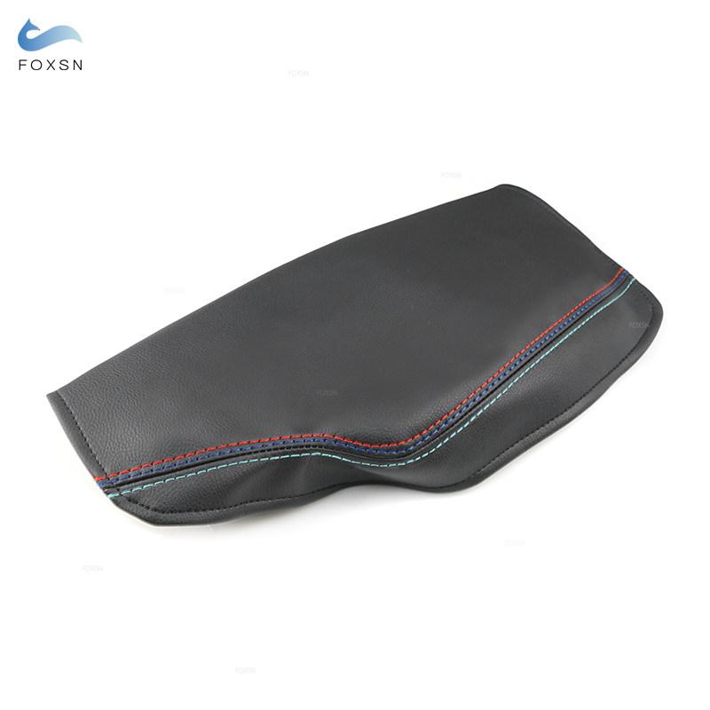 LHD Black-red blue line Armrest Leather Cover For BMW 3 Series F30 2013 2014 2015 2016 2017 2018 Center Console Armrest Box Trim
