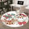 1ks Vánoční Santa Claus a Sob Kulatý Koberec Anime Kreslený Design, Sváteční Dárek, Protiskluzová Rohožka pod Kancelářskou Židli, Domácí Dekorace, Obývací Pokoj