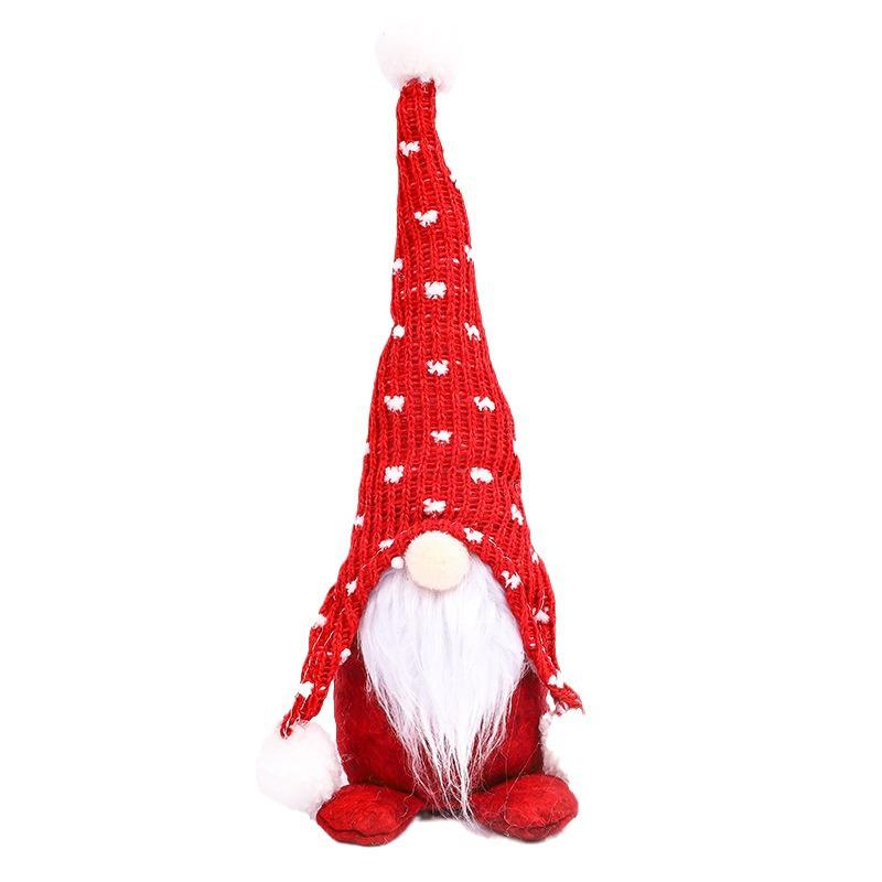 Nordic Christmas Faceless Doll with Knitted Hat and White Beard