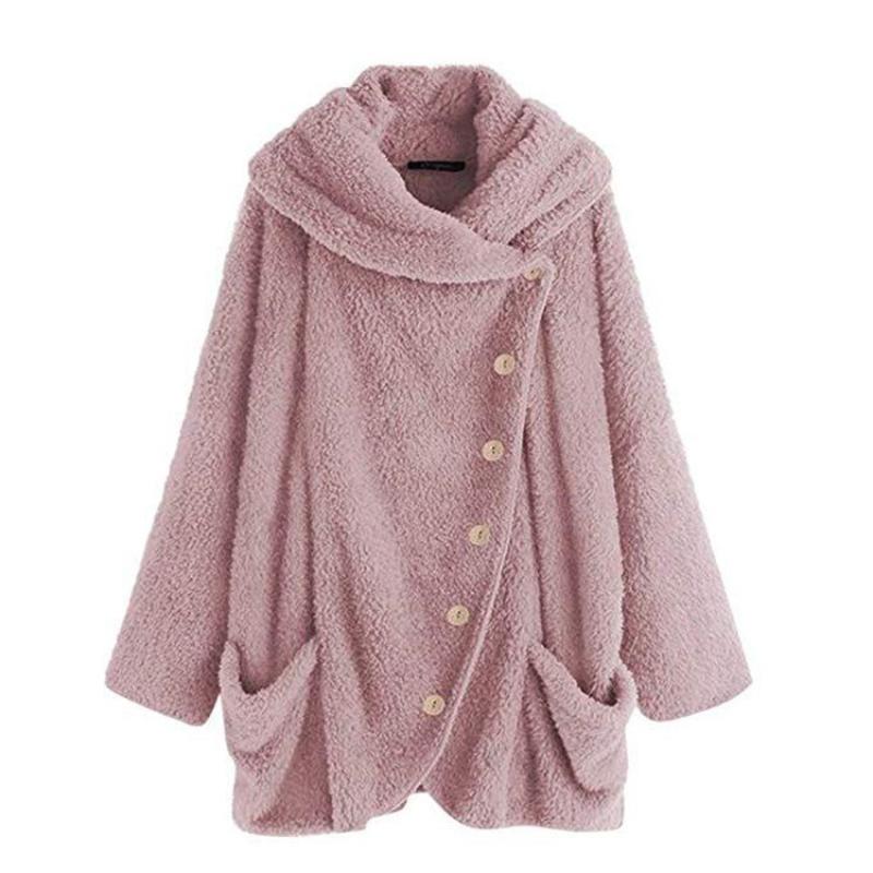 Women's Coat Autumn Winter Turn Down Collar Coat Women Oversized Warm Teddy Bear Jacket Lady Plush Coat Cardigan Jacket