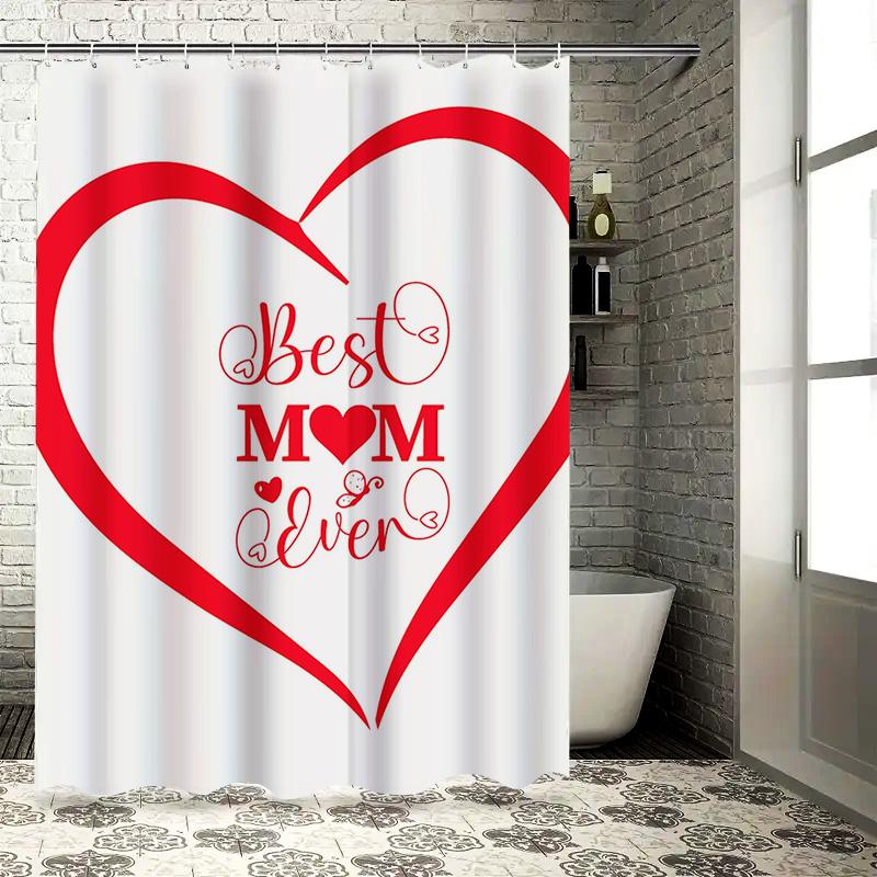 Best Mom Ever Heart Print Shower Curtain