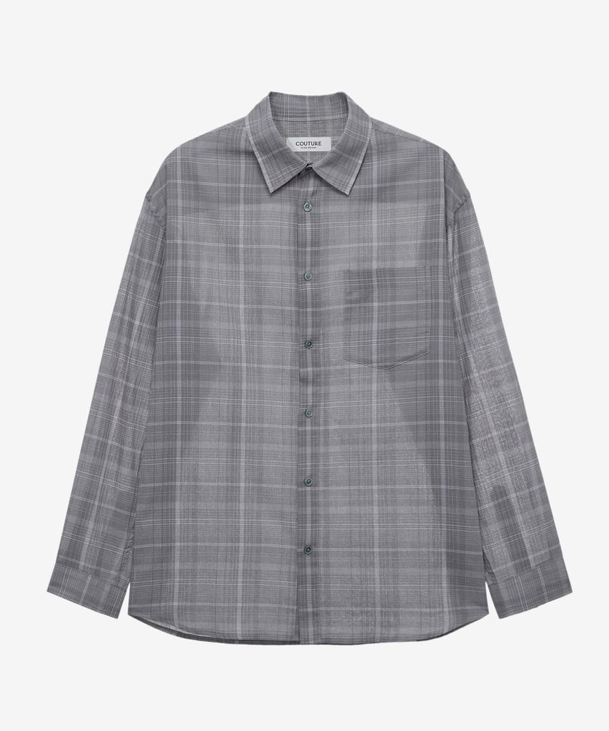 MINDBRIDGE [Couture] Crease 60-Count Gray Check Oversized Shirt