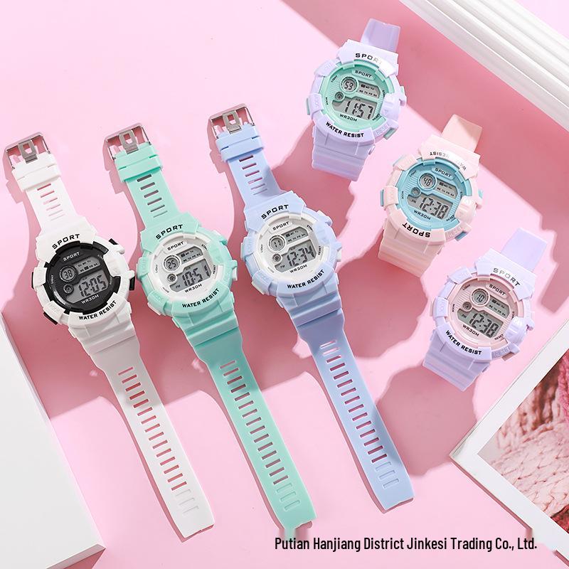 Children's Macaron Style Sports Watch with Luminous Alarm Clock