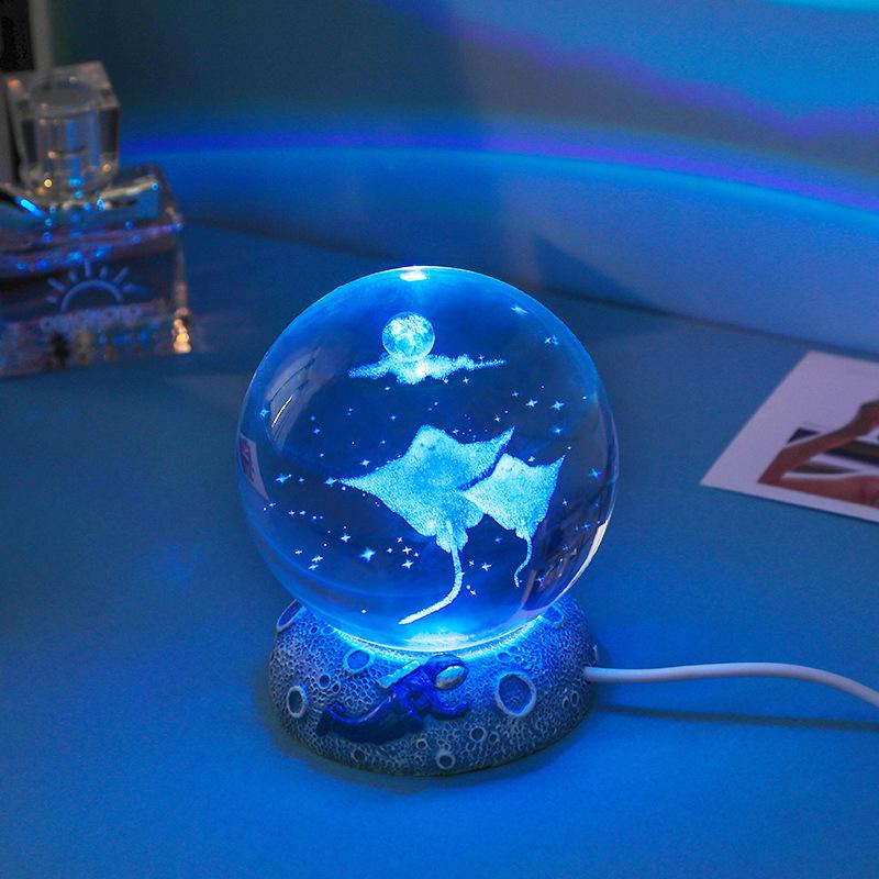 3D Crystal Ball Night Light - Creative Luminous Desktop Ornament, Perfect Gift for Boys, Students' Birthdays