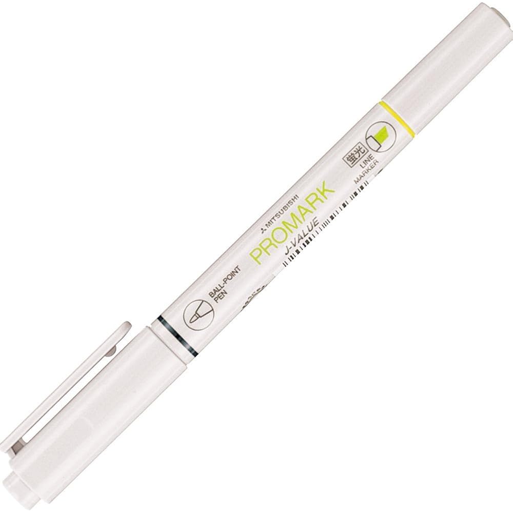 Mitsubishi Pencil Highlighter with Promark Permanent Ballpoint Pen, Yellow, PB105T.2, Pack of 10
