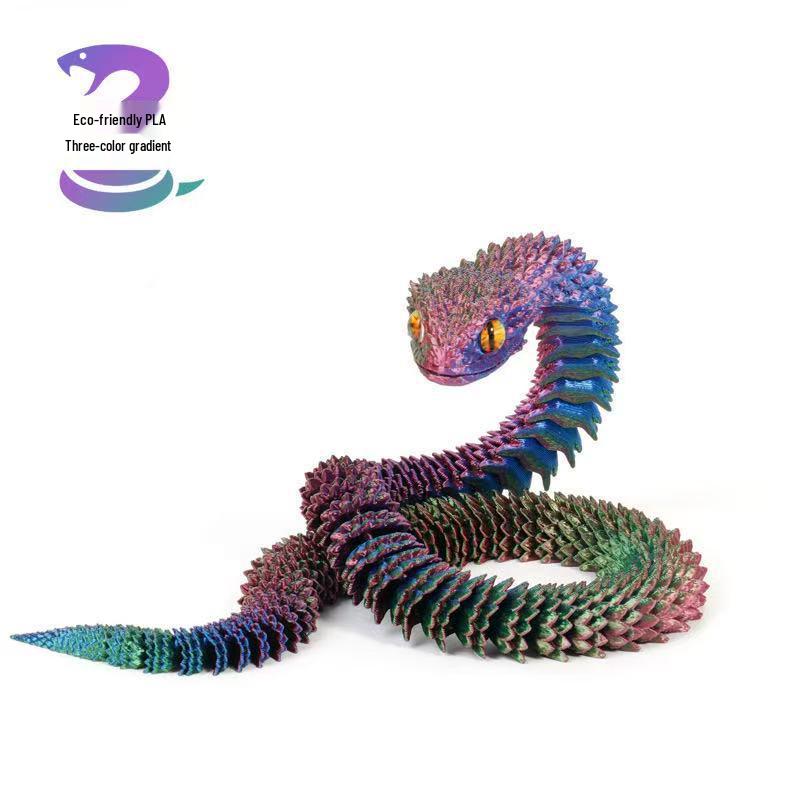 3D Printed Viper Egg Set: Articulated Small Snake Figurine Desktop Ornament Toy for Children