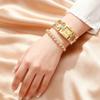 2pcs-Classic Retro Set Temperament Women's Bracelet Watch Square Bar Nail Women's Quartz Watch Bracelet Set