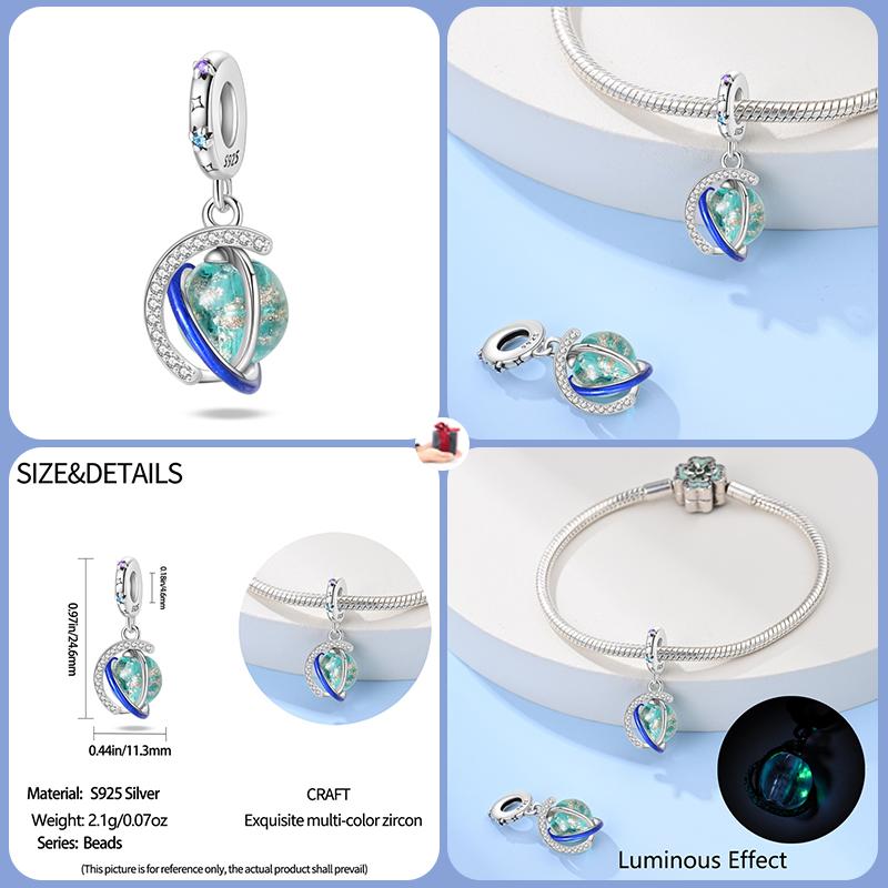 New Copper Fashion Glowing Space Astronaut Spaceship Charms Beads Fit Brand Original Bracelet Diy Jewelry Gift