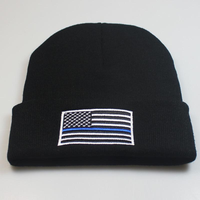 Popular In Europe and America, American Flag Embroidered Knitted Beanie Hat Autumn and Winter Warm Hats for Men and Women