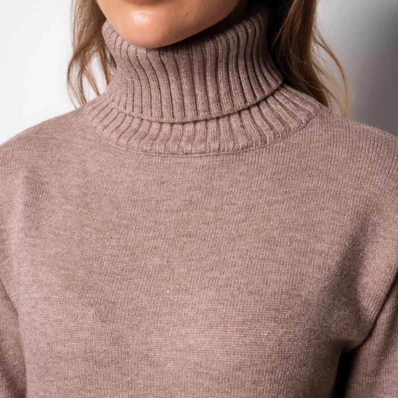 GMXIA Women's High Neck Knit Dress Autumn and Winter New Loose Inside-out Solid Color Thin Sweater Dress