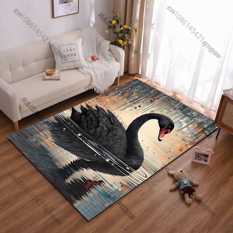 Graceful black swan elegance carpet Yoga living room room decor children's crawling mat doormat area rug games mat