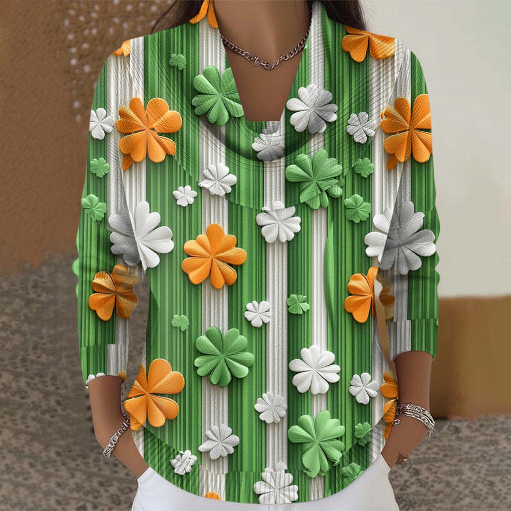 Dámský ležérní a módní svetr s dlouhým rukávem a potiskem, kulatým výstřihem