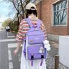 4pcs Primary School Backpack Secondary School Backpack Men's  Women's 4-piece Set Solid Color Large Capacity Waterproof Casual  Fashionable Backpack