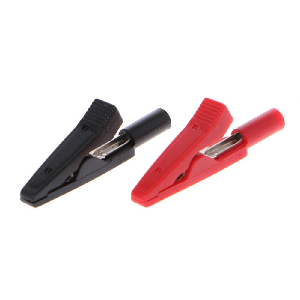 Insulated Clip 2mm Banana Female Adapter for Voltage Tester Black+Red
