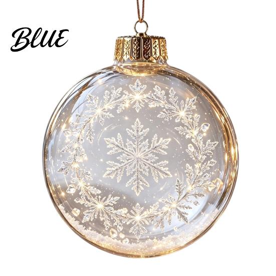 Reusable Plastic Baubles Glowing Christmas Story Ornament Light‑Up Mini Holiday Scene Hanging Ball with Warm Gift Embellishments LED Light,