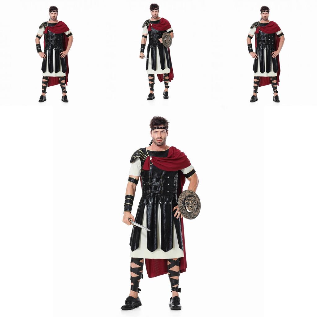 Costume da Guerriero Romano di Halloween per Spettacoli Teatrali in Tessuto Misto Cotone
