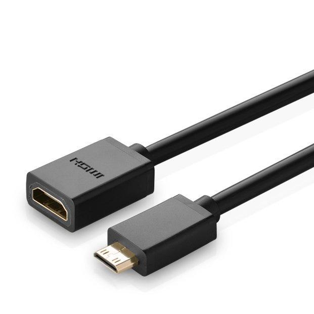 Ugreen HDMI to Mini HDMI Adapter Cable, Female to Male, 4K 60Hz, Ethernet HEC ARC, 32 Audio Channels, 22 cm, Black (20137)