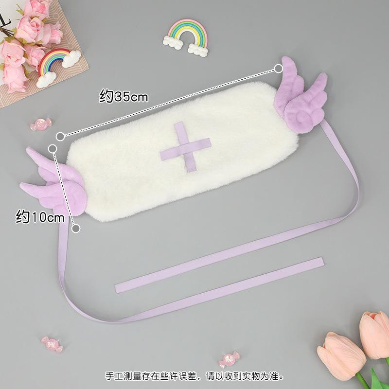 Plush angel wings ears headgear comic show props cross ribbon headgear girl lolita headband