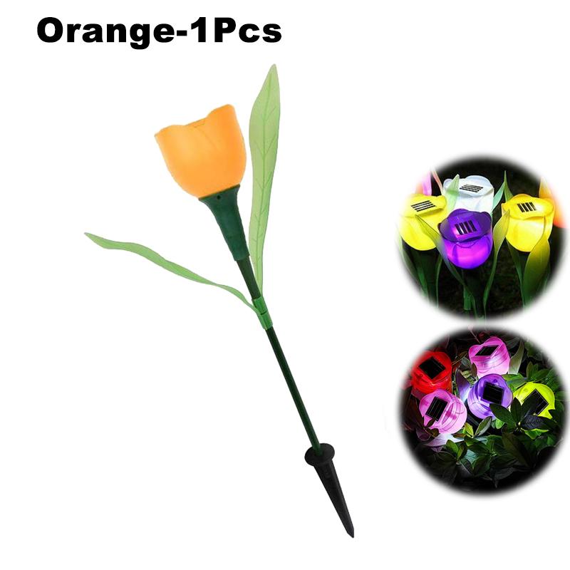 1Pcs Garden Tulip Flower Shape LED Solar Powered Waterproof Tube Lawn Lights Standing Decor for Yard Outdoor Party Xqmg