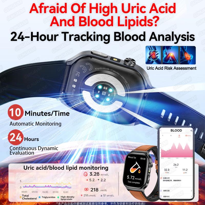 2026 Nuovo Smartwatch per Esame Fisico Micro Salutare ECG Acido Urico Lipidi Pressione Sanguigna Chiamata Bluetooth Smartwatch Per uomo