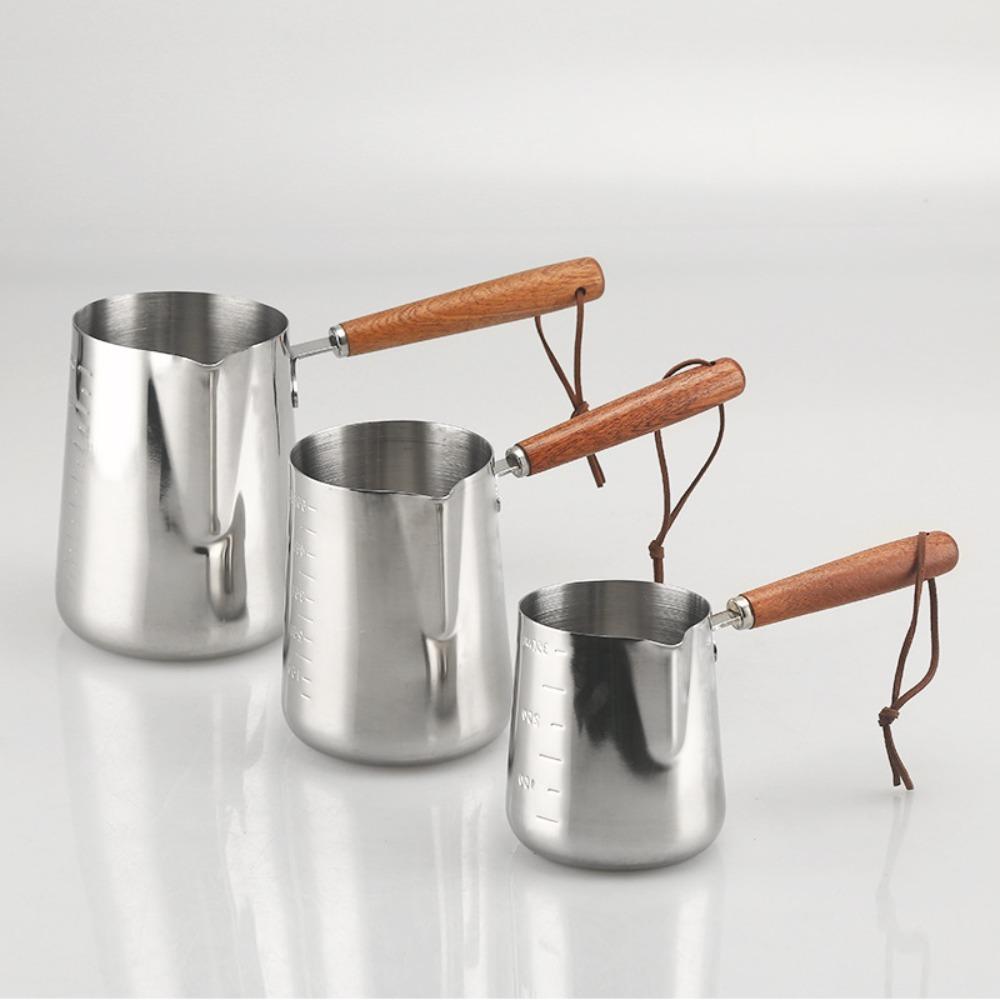 Wood Handle Turkish Coffee Pot Scaled Milk Saucepan Multifunctional Butter Warmer Pot  Cafe