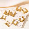 QC Stainless Steel Geometric U-Shaped Shiny Stud Earrings - Fashion French Retro High-End Design