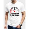 European Size Men's Funny French "J' Besoin 'un Bière" Beer T-Shirt - Casual Short Sleeve Summer Top with French Phrase&Beer, Machine Round Neck Shirt