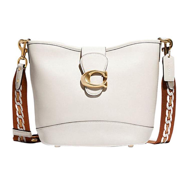 New COACH Cow Leather Bucket Bag, Shoulder Bag, Crossbody Bag Large Women's White CA112-B4HA