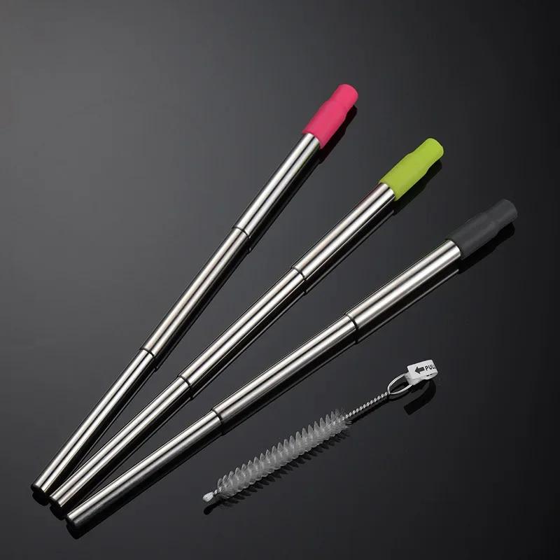 Telescopic Foldable Steel Straw Reusable Metal Drinking Straw with Storage Case Brush for Birthday Party Milk Juice Drinks